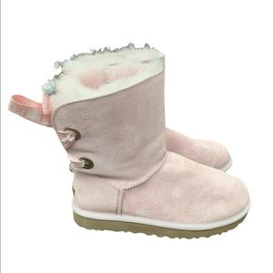 NWB UGG® Bailey Suede Bow II Water-Repellent Boots Sz 8 with customizable straps